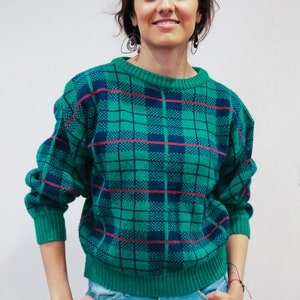 Vintage 90&#39;s Pichet and Post© Plaid green sweater