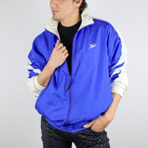 Vintage 90's Speedo® Blue and White Zip-Up Windbreaker Jacket