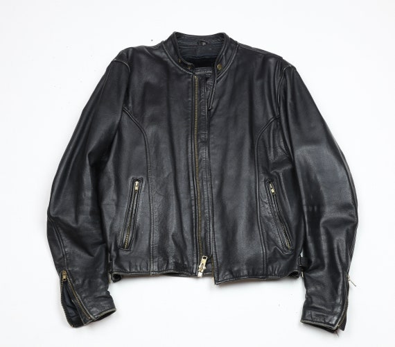 Vintage 90's Steinmark® Black Leather Motorcycle … - image 4