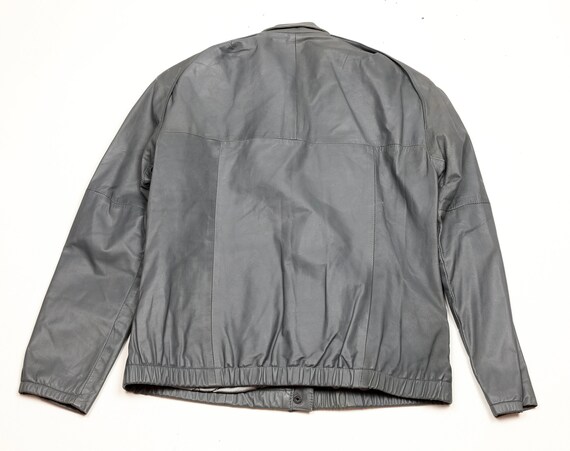 Vintage 80's Gray Leather Members Only Style Bomber Jacket Vintage 80's Gray Leather Members Only Style Bomber Jacket