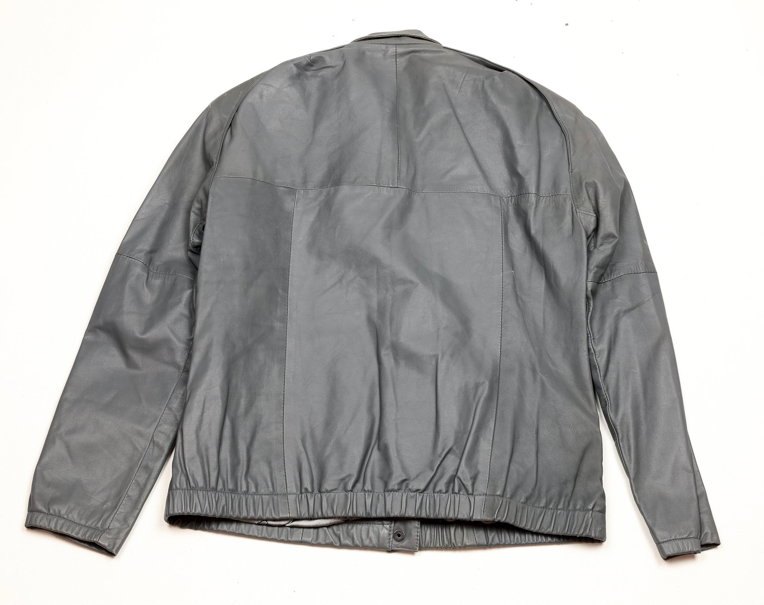 Vintage 80's Gray Leather Members Only Style Bomber Jacket Vintage 80's Gray Leather Members Only Style Bomber Jacket