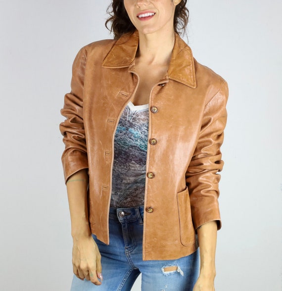 J. Crew™ Tan Leather Jacket - Etsy 