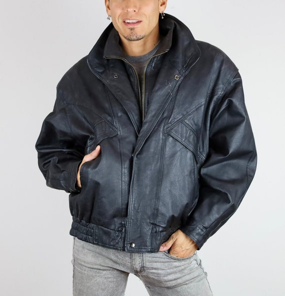 Vintage 80's Club New Age© Black Leather Jacket - Etsy Vintage 80's Club New Age© Black Leather Jacket - Etsy