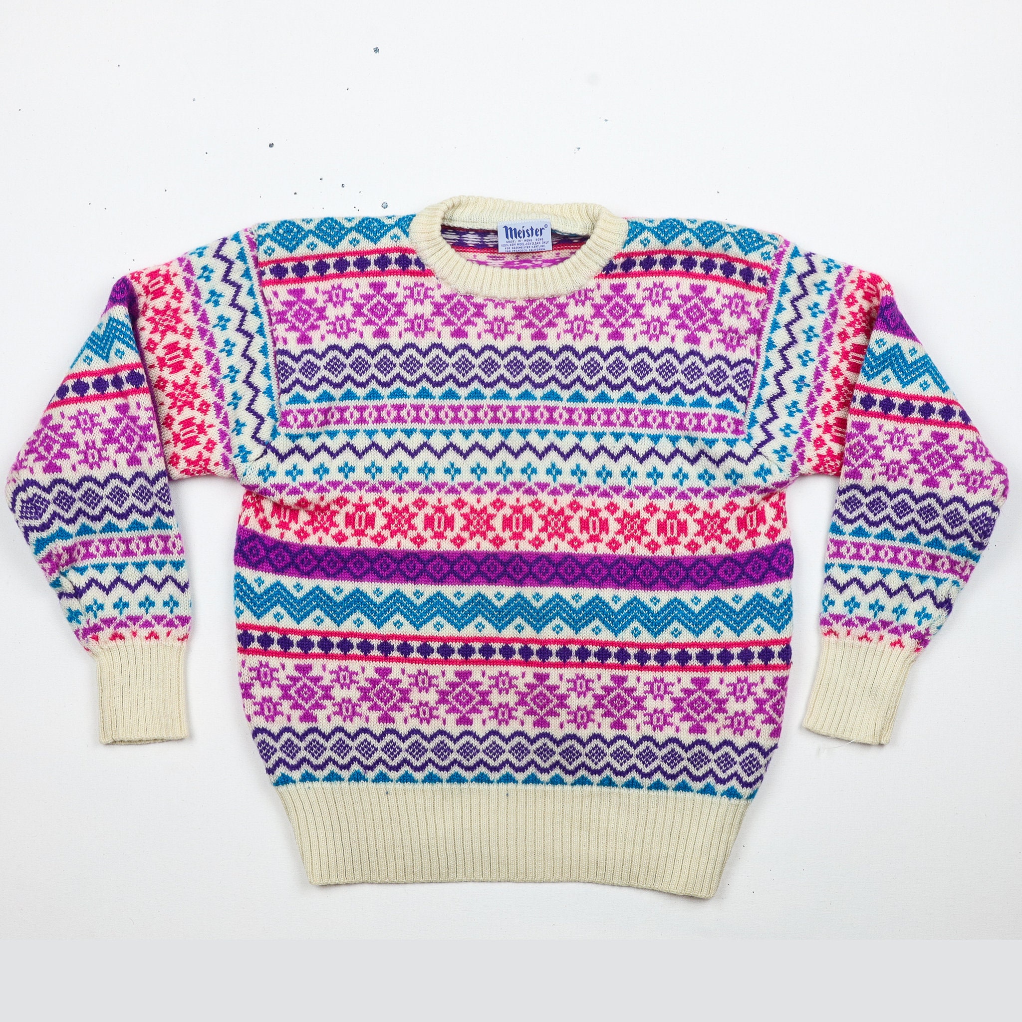 Vintage 80's Meister® suéter temático 100 lana del Etsy España