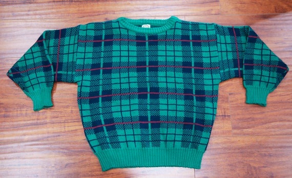 Vintage 90's Pichet and Post© Plaid green sweater - image 4