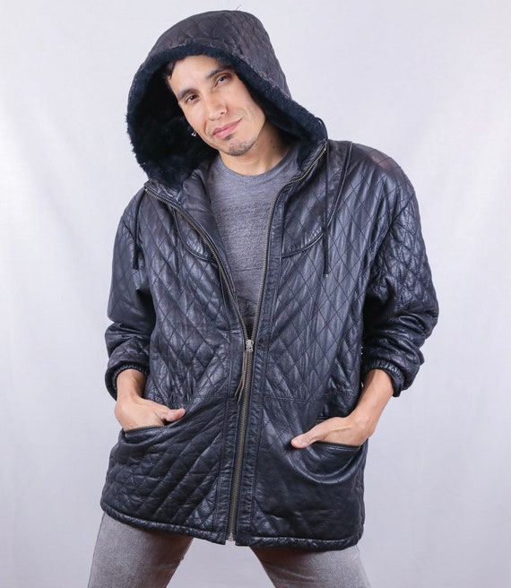 Vintage 90's Otello Pelle© Black Leather Puffer Ja