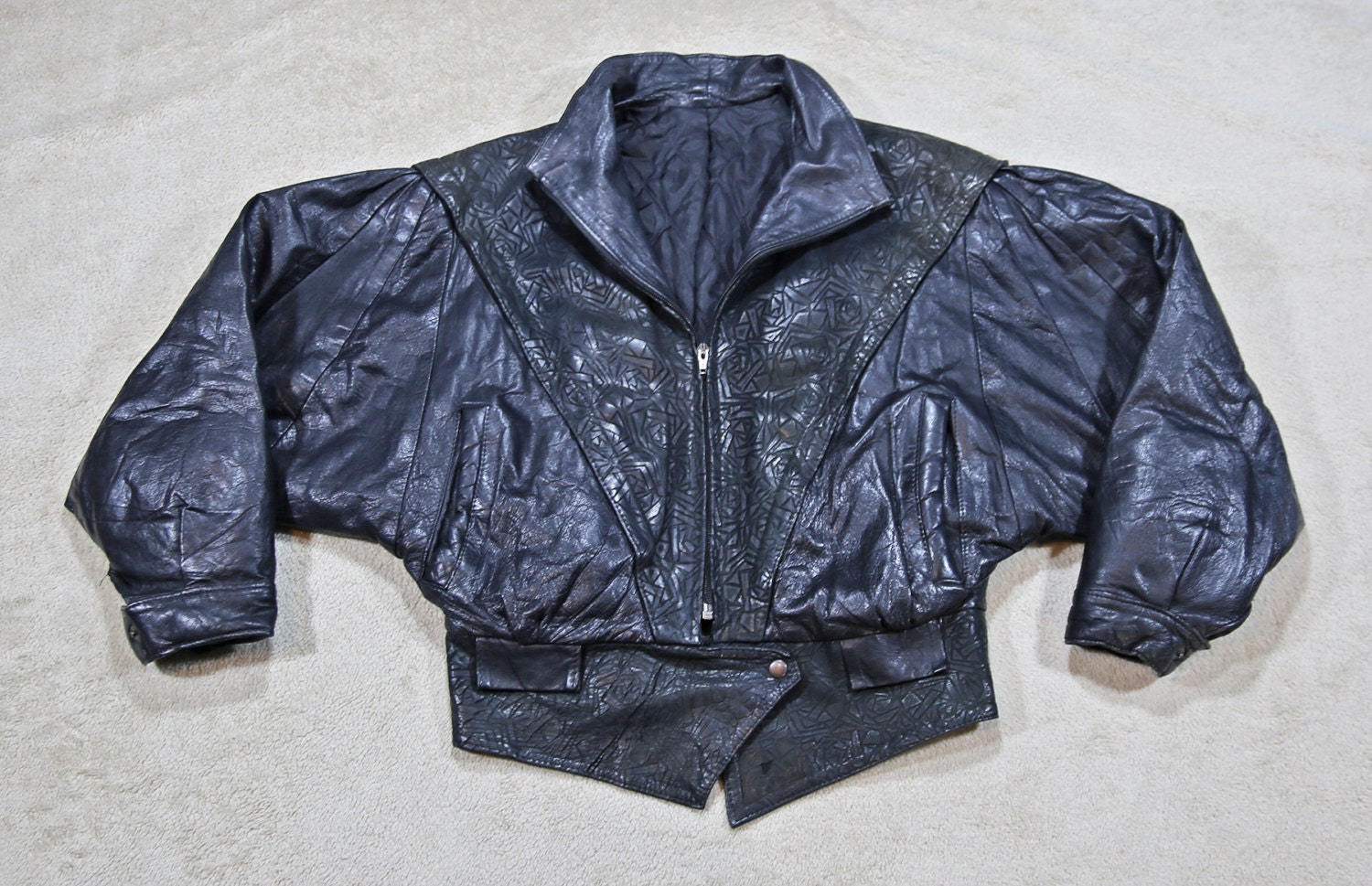 80年代のヴィンテージVera Pelle®ブラックレザーとスエードの 80年代のヴィンテージVera Pelle®ブラックレザーとスエードの