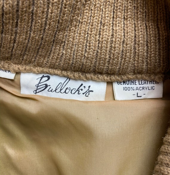 Vintage 80's Bullock's™ Tan Leather Panel Zip-up … - image 6