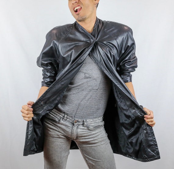 Vintage 80's Donna Pelle© Black Leather Overcoat Jacket - Etsy Vintage 80's Donna Pelle© Black Leather Overcoat Jacket - Etsy