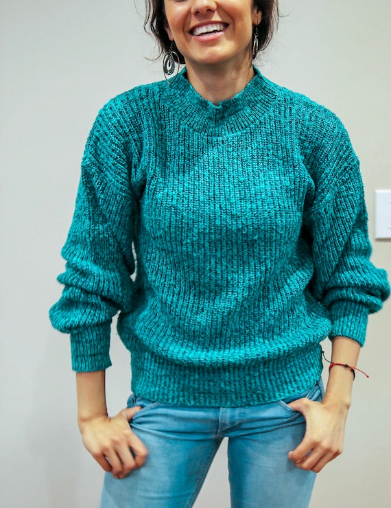 Vintage 80 s Merrimac Valley New England Aqua Sweater Etsy