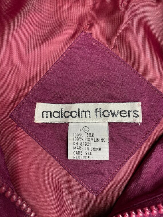 Vintage 80's Malcolm Flowers® 100% Silk Windbreak… - image 6