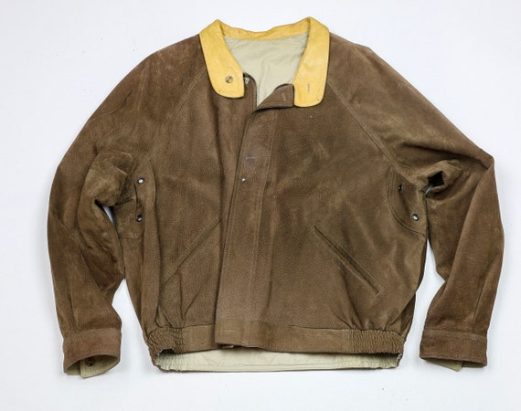 Vintage early 90's Brown Suede Reversible Bomber … - image 4