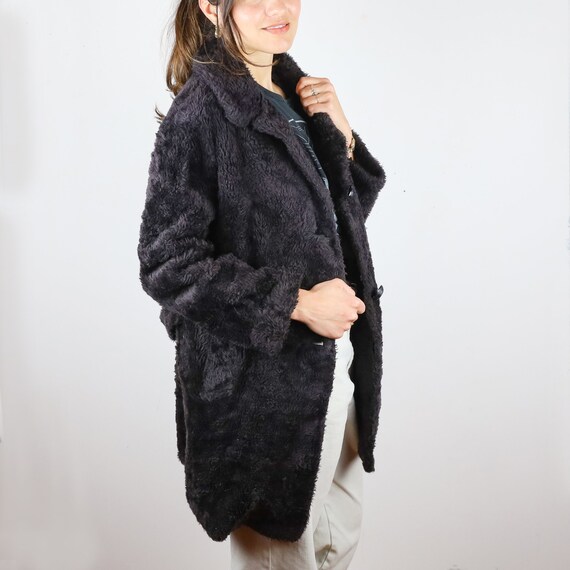 Vintage 70's Dark Brown Faux Fur Mid Length Coat - image 2