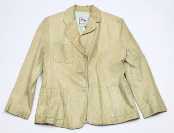 Vintage 80's Avenida© Tan Leather Blazer Jacket - image 4