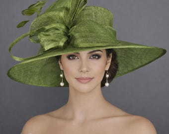 M22019 ( Green Hat ) Kentucky Derby Hat Church Hat Wedding  display picture 1