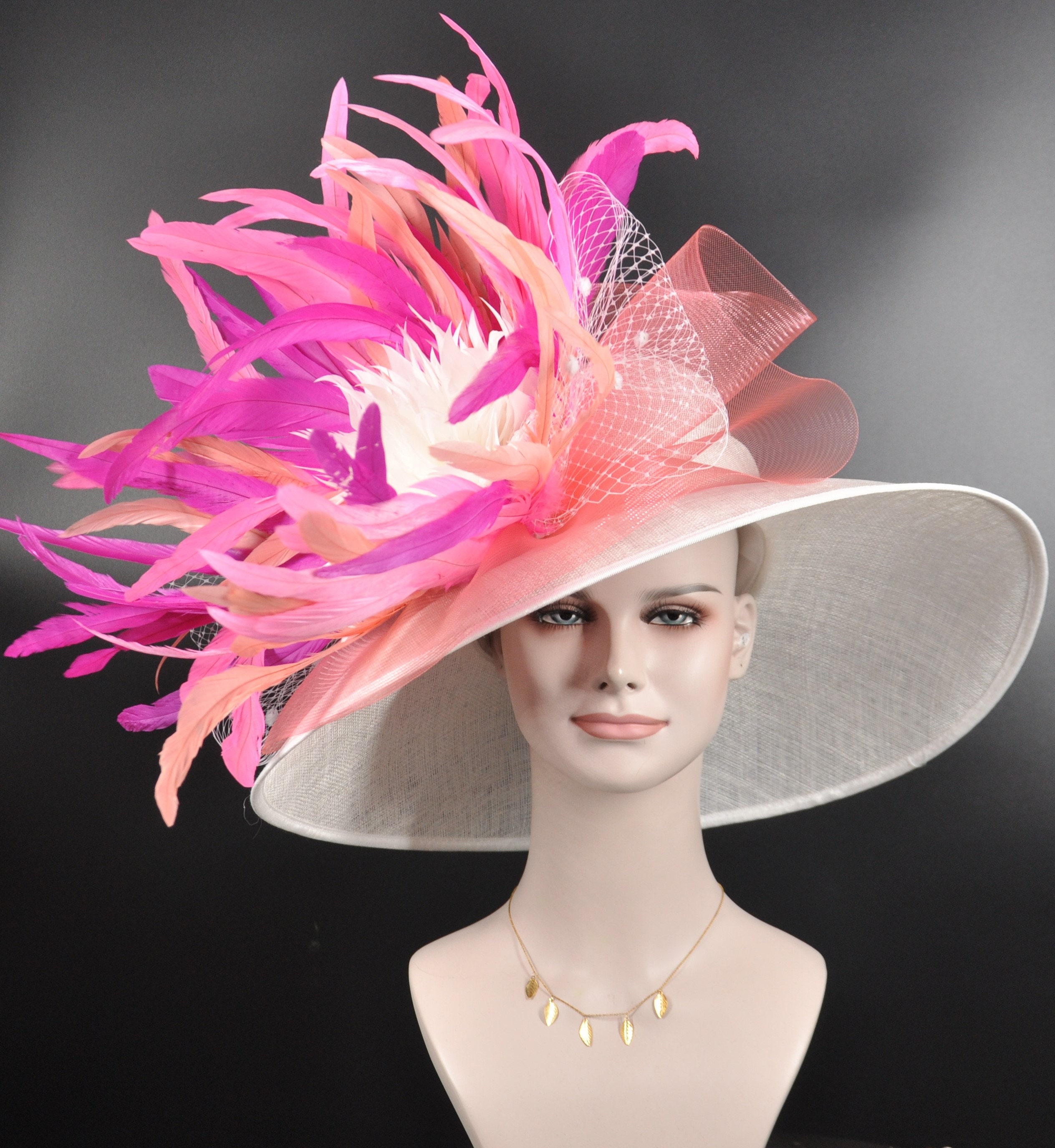 Wide Brim Kentucky Derby Hat, Ascot Hat for Wedding & Tea  display picture 3