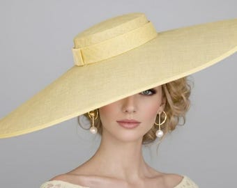 Wide Brim Kentucky Derby Hat, Ascot Hat for Wedding & Tea Party, Garden Party Hat, Mother of the Bride, Church