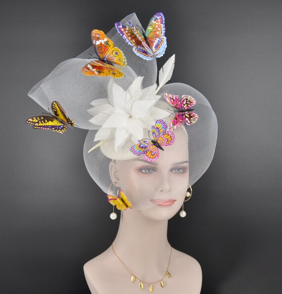 Colorful Butterfly Fascinator | Statement Derby Headpiece | Whimsical Oaks Hat Kentucky Derby Hat Fascinator, Butterfly Fascinator, Pink  main image 2
