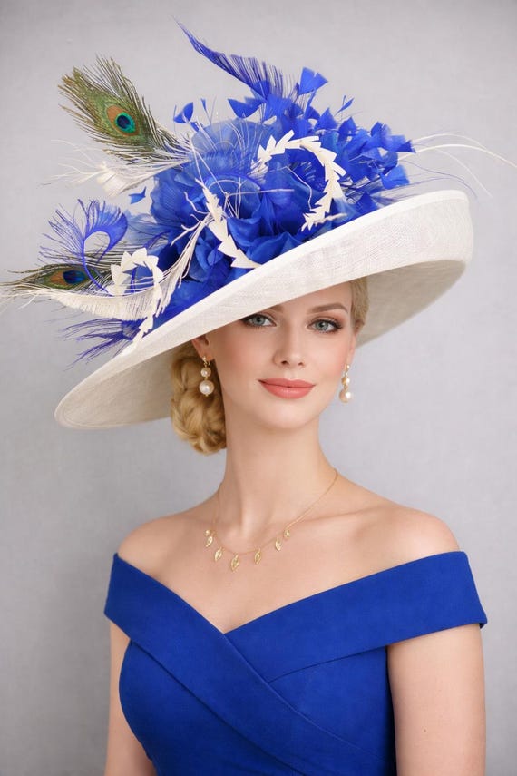 Cottagecore Vintage Wide Brim Floral Sun Hat Blue Purple Garden Party Derby Kentucky Derby Hat Large Wide Brim Sinamay Purple Lavender  main image 4