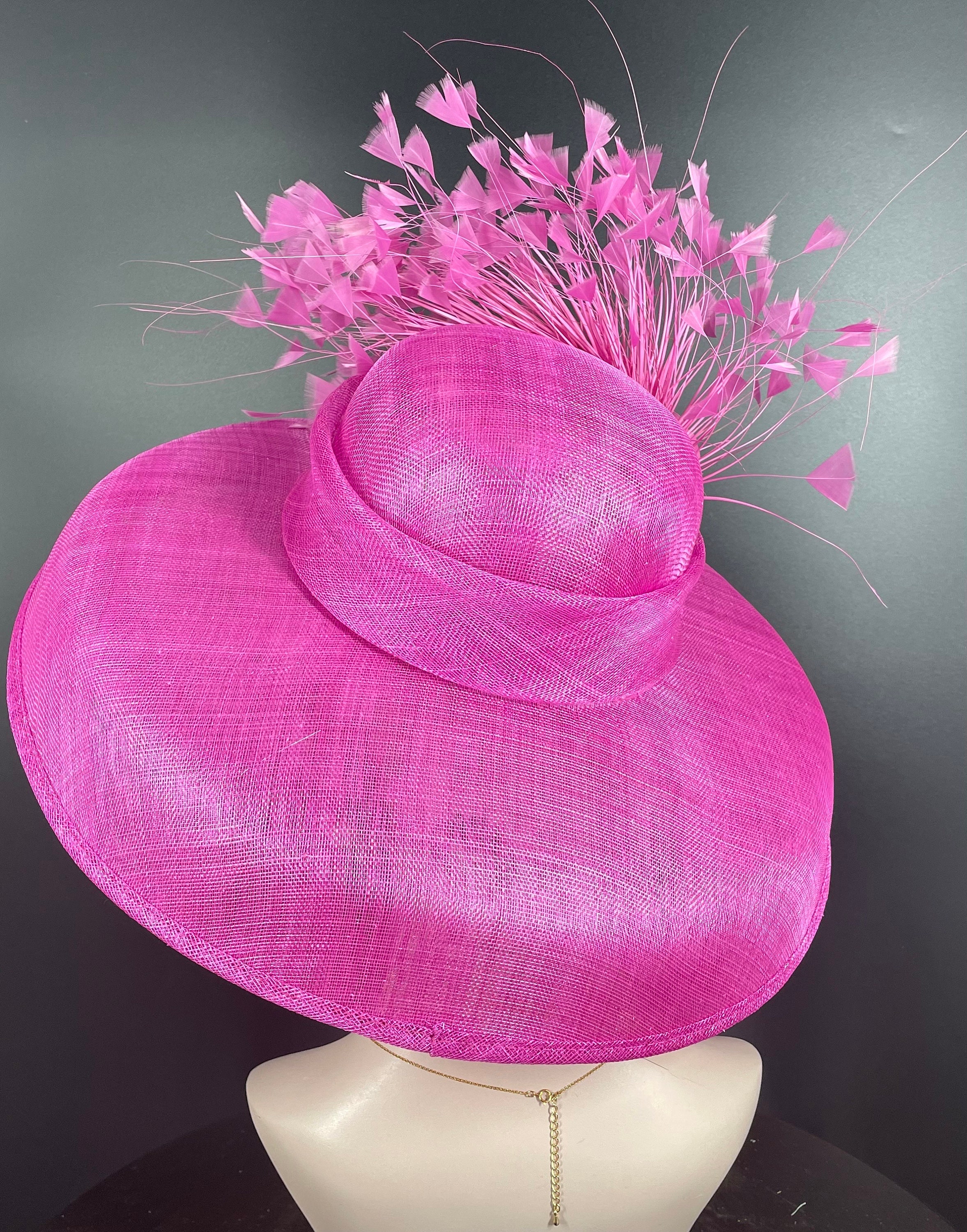 Fuvhsia Blossom Spectacle Derby Hat. Ooak New Black/fuchsia Fascinator Hat Hot Pink Disc Saucer  main image 3