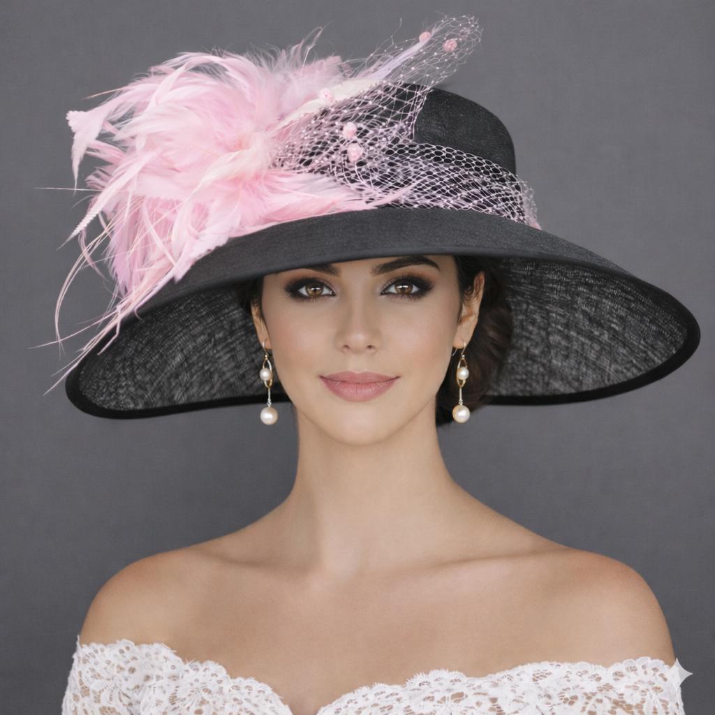 Kentucky Derby Hat Black & Pink Fascinator Tea Church Spring Formal Ascot Ready Kentucky Derby Hat. Pink Hat. Black Hat. Pink Fascinator  main image 4