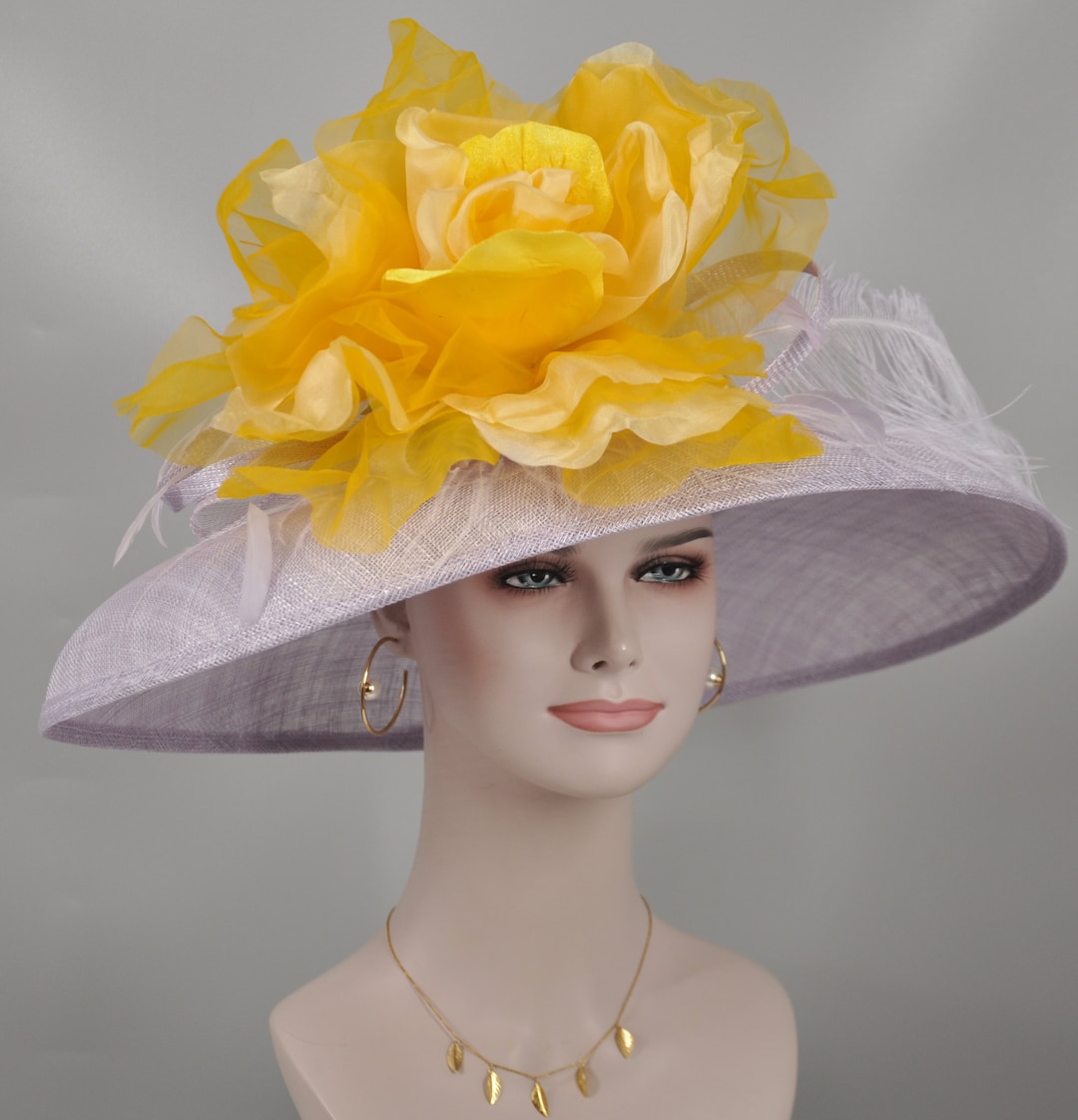 Lilac yellow Silk Flower More Color Options wide Brim Etsy