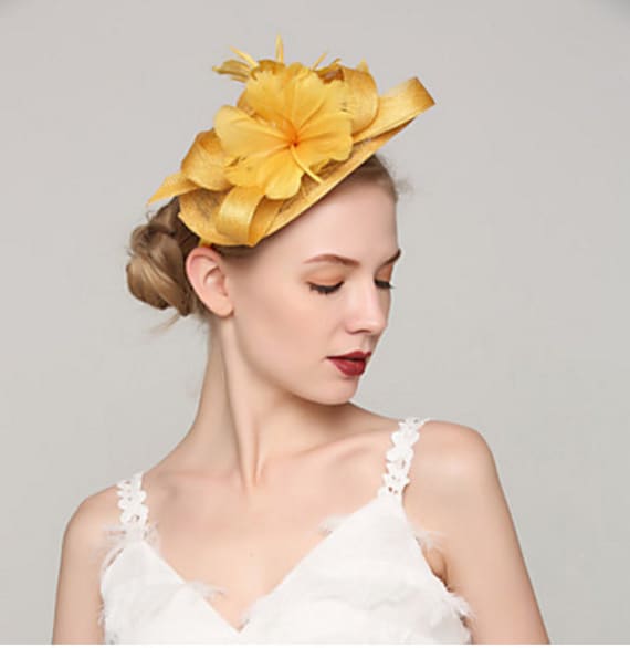 Derby Hat Feather Floral Sinamay Headband Fascinator  display picture 1
