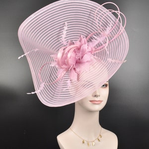 Cute Jumbo Pink Royal Ascot Horse Race Oaks day hat  Fascinator Kentucky Derby Hat Church Tea wedding Party Hat
