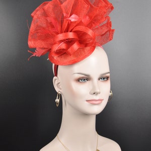 Red  Fascinator Hat, Kentucky Derby Hat, Church Hat, Wedding Hat, Easter Hat, Tea Party Hat, Royal Ascot Horse Race Oaks day hat