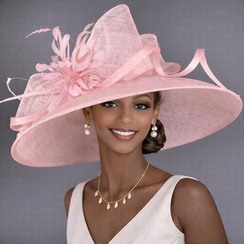 Wide Brim Kentucky Derby Hat, Ascot Hat for Wedding & Tea 