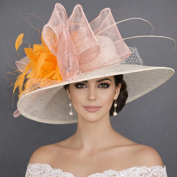 Beautiful Orange Dress Hat / Church Hat Treasure Ladies Spring Church Hat – aztex-hats main image 2