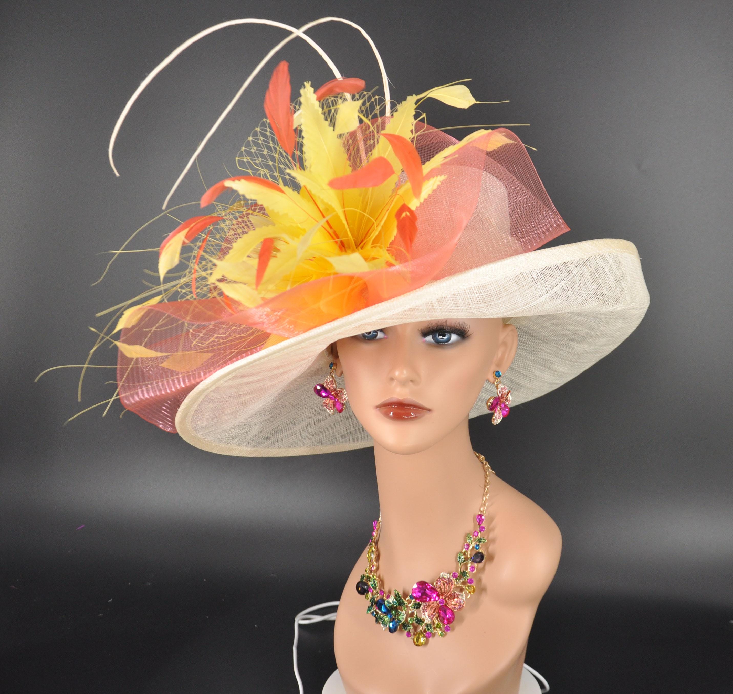 Derby Hat: Ivory Feather Flower Church Wedding Hat - Etsy display picture 3