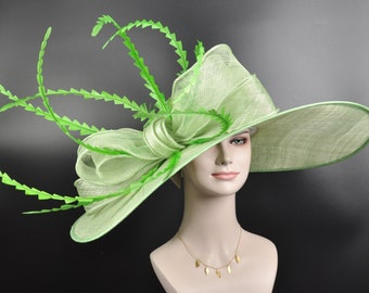 22089 Spring Green+More colors Options Royal Ascot Horse Race Oaks day hat Carriage Tea Party Wedding Kentucky Derby Hat Party Hat