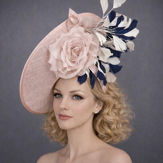 Blush Pink Sinamay Fascinator Hat – Derby, Wedding & Garden Party Elegance M839(blush Dusky Pink)vintage Kentucky Derby, Church  main image 3