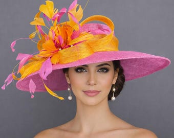 Adolfo II Vintage Wide Brim Straw Hat: Red, Black & White 