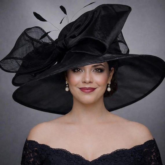 Wide Brim Sinamay W Organza Wide Brim Hat, Kentuvky Derby  display picture 3