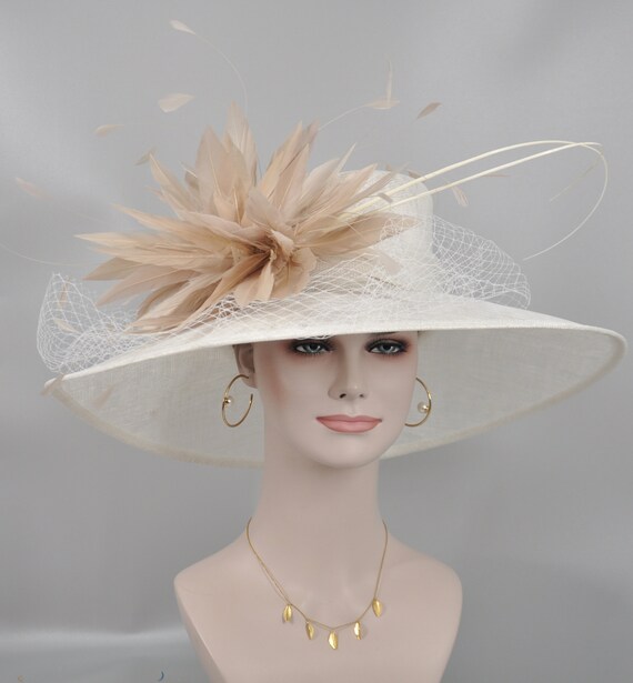 Adjustable Sinamay Derby Hat with Feather and Floral Accents for Weddings Black Royal Blue Feather Flower Butterfly Wide Brim Sinamay  main image 3