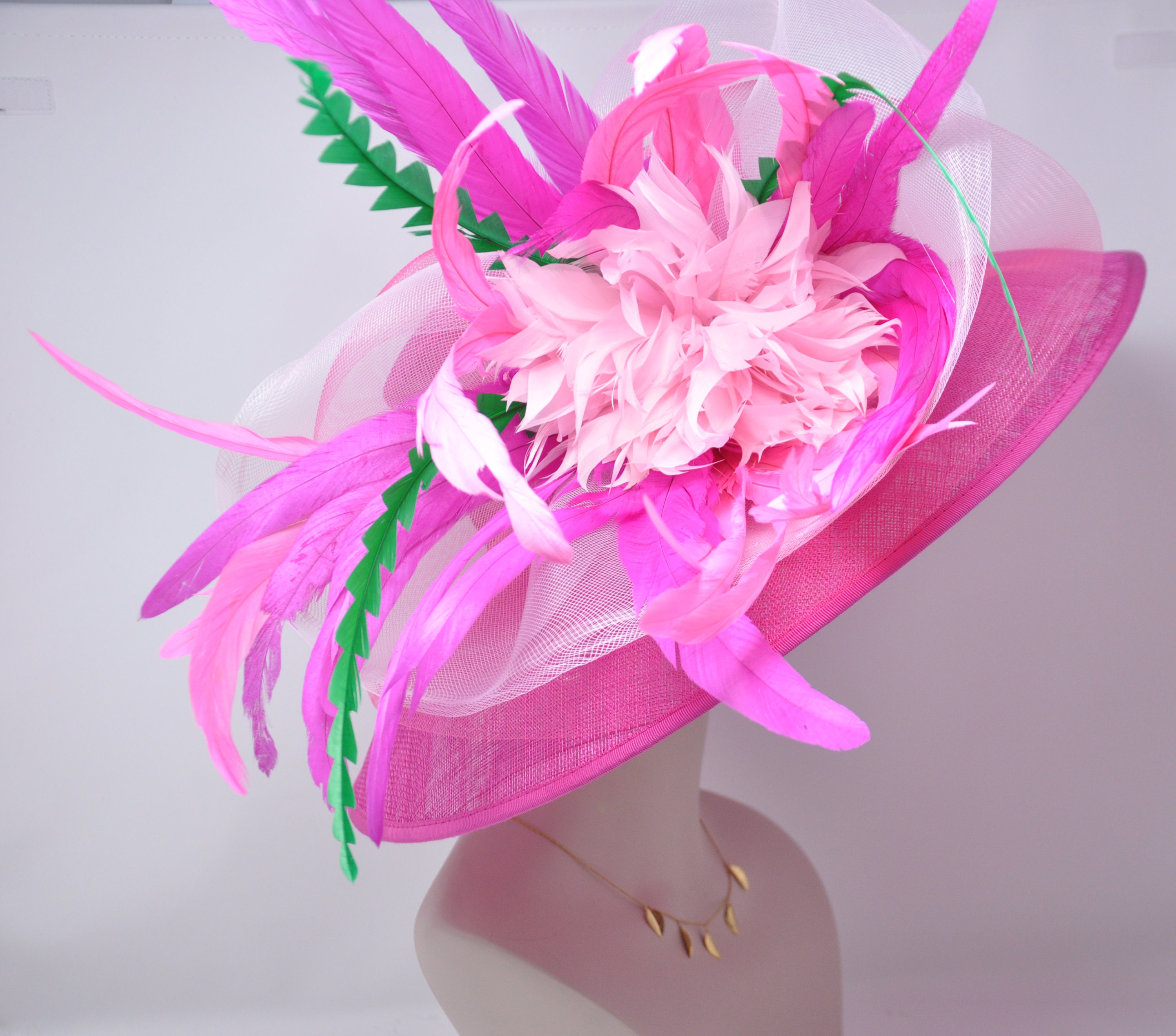 Fabulous Feathers Flowers Fascinator Kentucky Derby Church Easter Tea NWT All white Kentucky Derby Floral Feather Fascinator, Derby  main image 2
