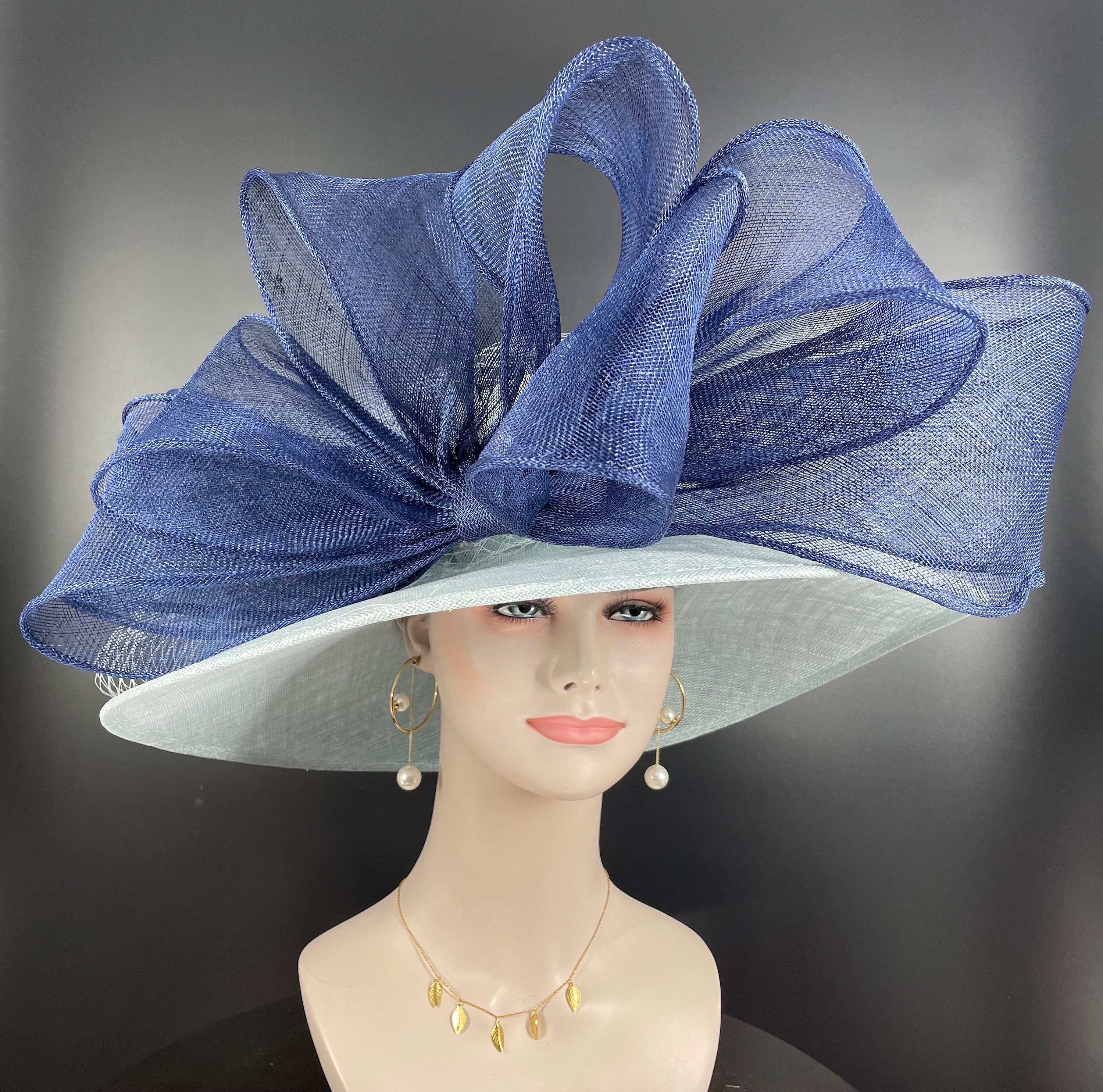Kentucky Derby Hat Wide Brim Sinamay, Statement Bow Hat  display picture 2