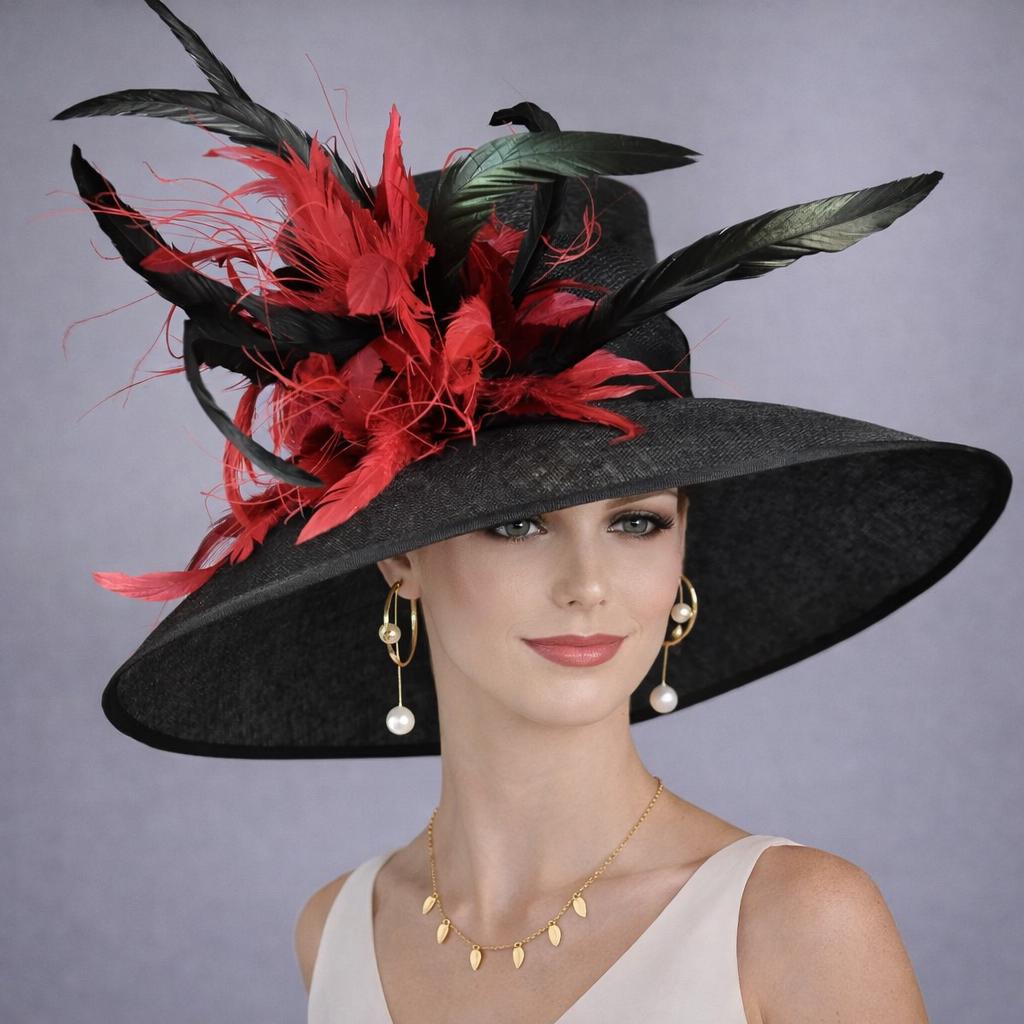 Derby Church Fashion Hat Tea Party Wedding Ascot Statement Burgundy Red Hat NEW M4002 ( Burgundy Hat ) Kentucky Derby Hat, Church Hat  main image 4