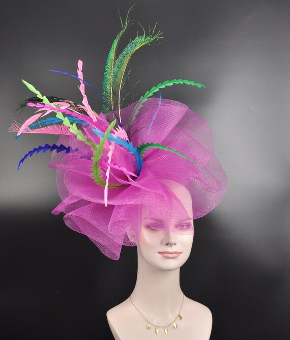 Hot Pink Fascinator Hat: Kentucky Derby, Tea Party, Wedding  display picture 1