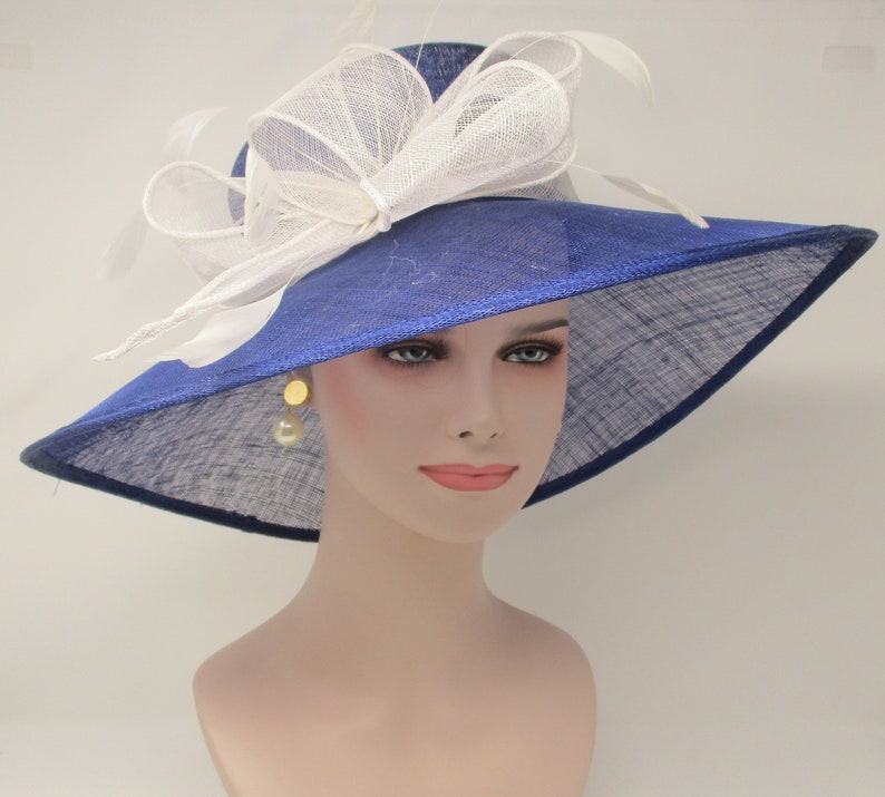 Royal Blue with White Kentucky Derby Hat Church Hat Wedding Etsy