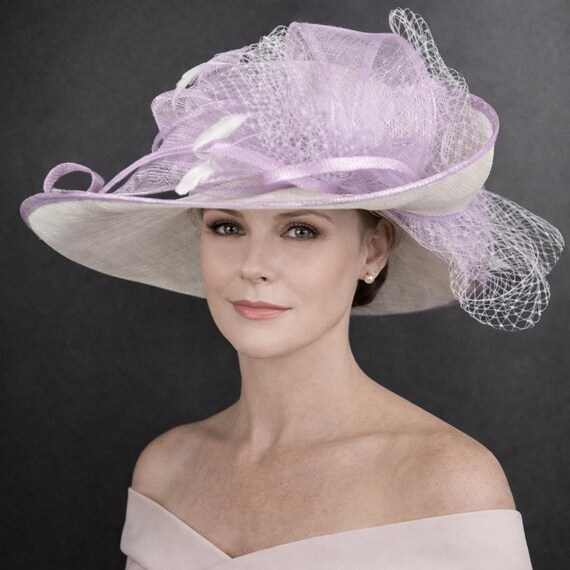 Vintage Silver Tulle DERBY/ Church HAT W/ Strap Stunning! s-l400.jpg main image 3
