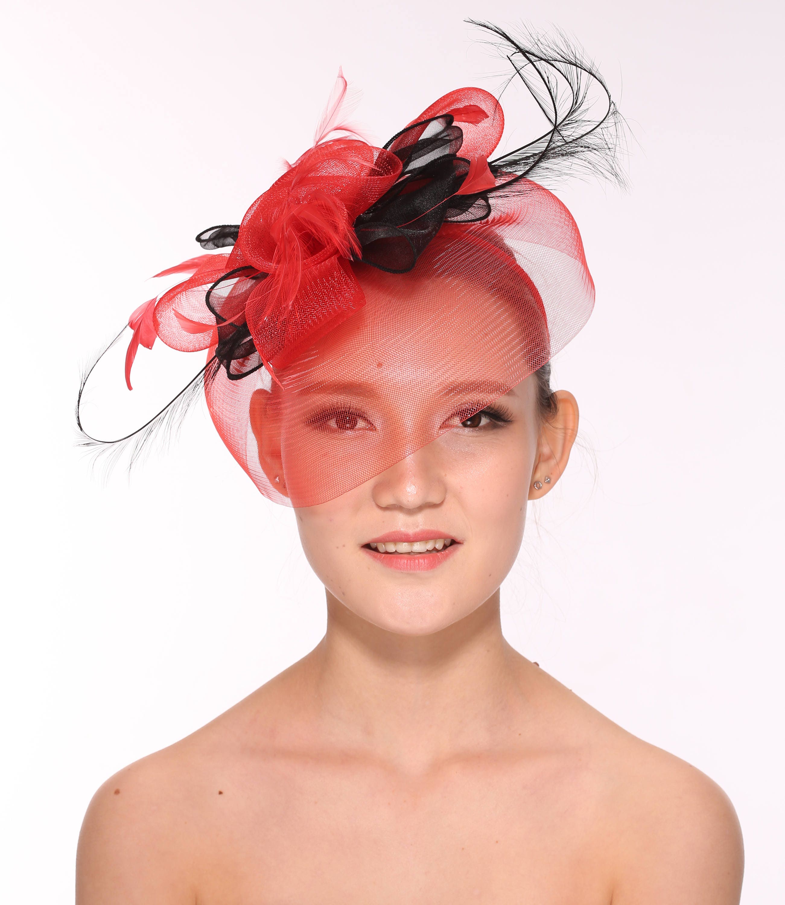 Derbywedding Feather Floral Organza Headband Fascinator Hat  display picture 1