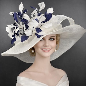 Navy Cream Fascinator - Etsy display picture 3