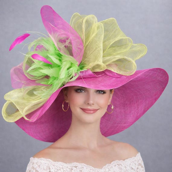 Wide Brim Kentucky Derby Hat, Ascot Hat for Wedding & Tea 