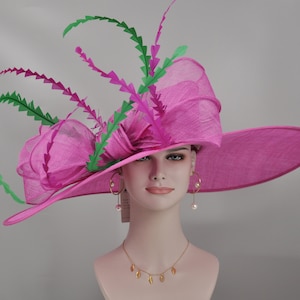 22089 Fuchsia/Hot Pink+The Colors You Need Royal Ascot Horse Race Oaks day hat Carriage Tea Party Wedding Kentucky Derby Hat Party Hat