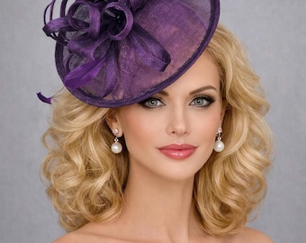 Tocado de sinamay para el Derby de Kentucky, Ascot Royal, fiesta de té, Pascua y para la madre de la novia.