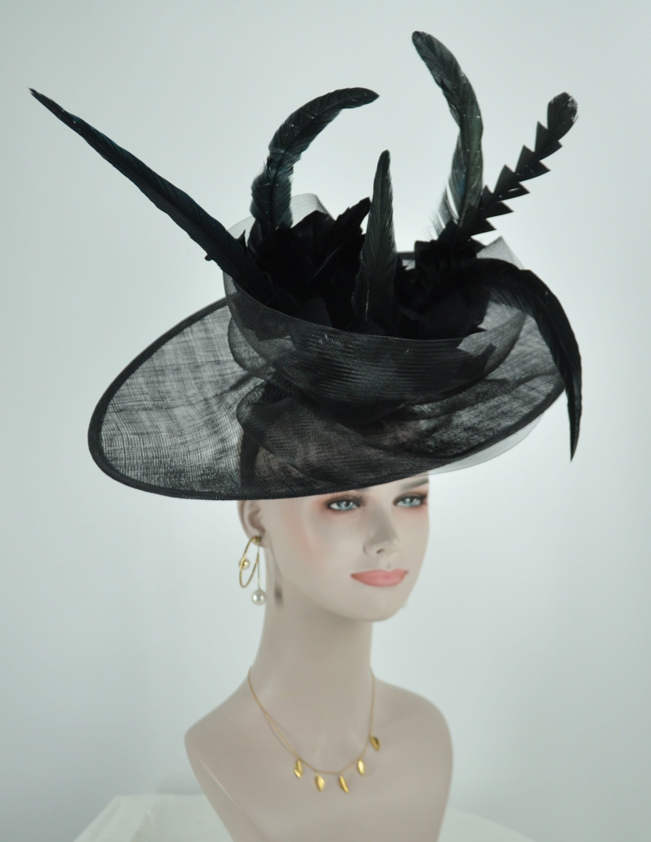 Kentucky Derby Spring Elegant Black Floral Fascinator Hat Church Tea Ascot Floral Kentucky Derby Hat, Black Pink Royal Ascot Hat  main image 3