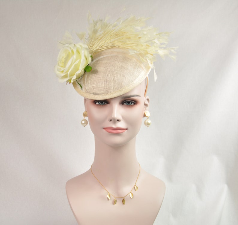 Silk Flower With Feather Hat for Races Royal Ascot Hatinator Etsy